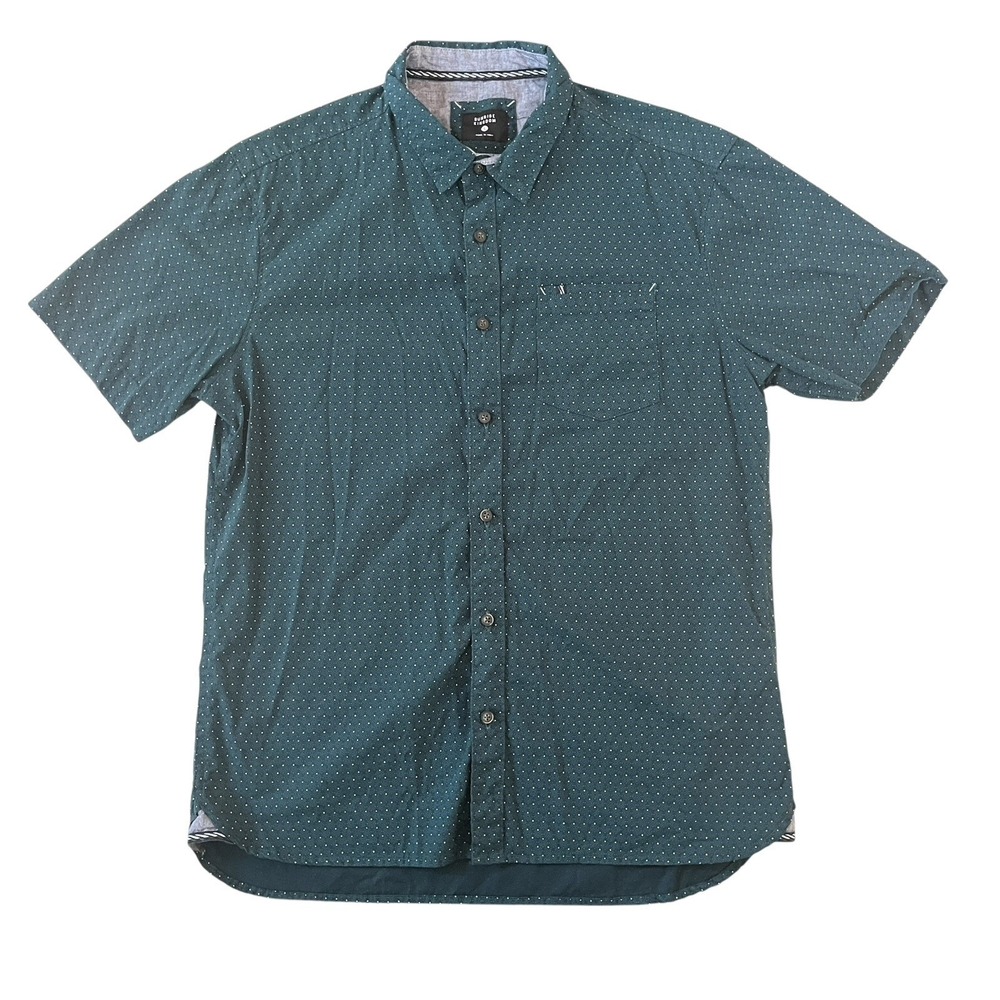 Sunrise Kingdom Men's Size L Short Sleeve Button Up Dot Blue 100%‎ Cotton Casual